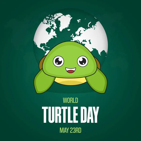 Día Mundial Tortuga Mayo Con Ilustración Tortuga Globo Sobre Fondo — Archivo Imágenes Vectoriales