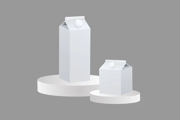 Pionowe Kwadratowe Pudełko Mleku Podiumami Ilustracja Izolowanym Tle — Wektor stockowy