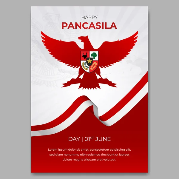 Boldog Indonéz Pancasila Napot Június Szórólap Design Zászlóval Szigetcsoport Illusztráció — Stock Vector