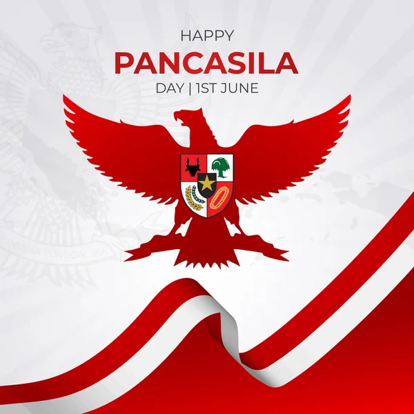 Boldog Indonéz Pancasila Nap Június Zászló Szigetcsoport Illusztráció Design — Stock Vector