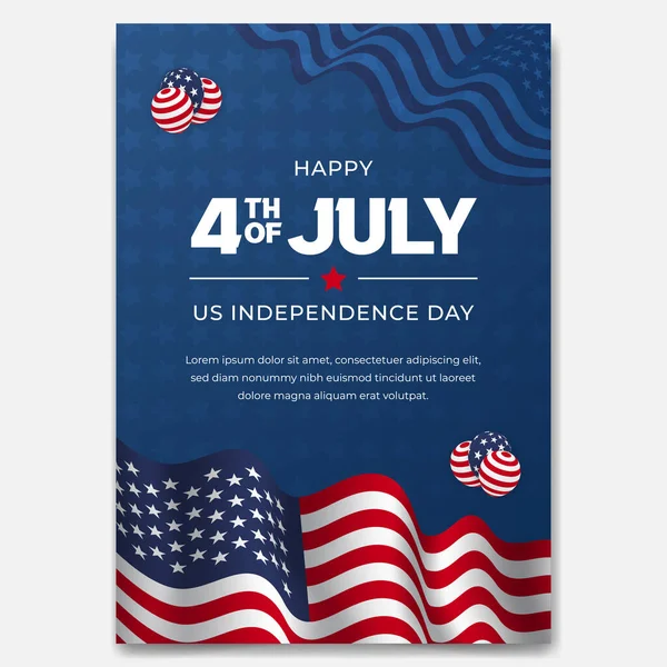 Independence Day July 4Th Poster Illustration Decorative Background — Stock Vector