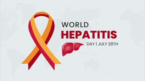 Día Mundial Hepatitis Julio Diseño Pancartas Con Ilustración Hígado Cinta — Vídeo de stock