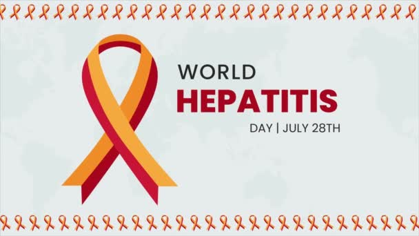 Día Mundial Hepatitis Julio Diseño Pancartas Con Ilustración Cinta — Vídeo de stock