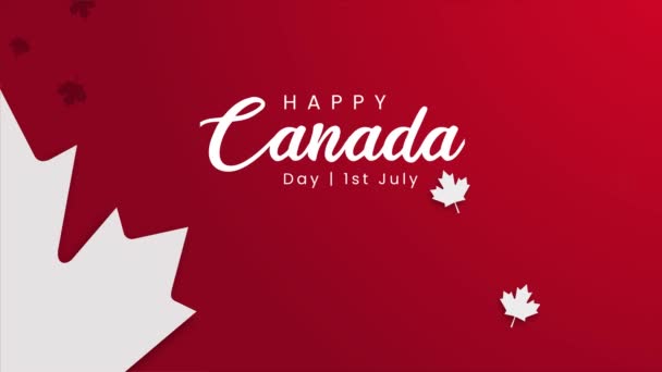 Glad Kanada Dag Juli Banner Med Lönnlöv Den Röda Lutningen — Stockvideo
