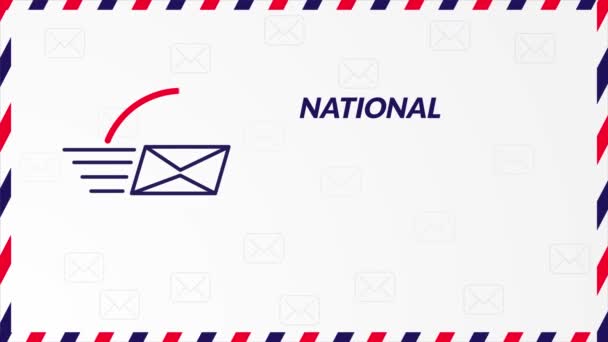 National Postal Worker Day Juli Illustration Med Kuvert Bakgrund — Stockvideo