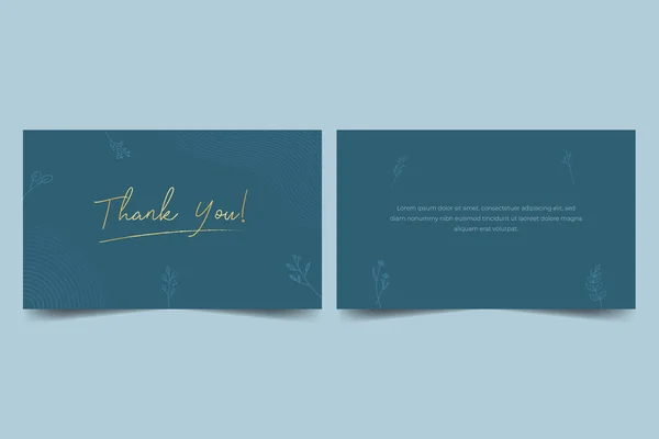 Dankeschön Kartendesign Mit Blattblumenzweig Und Abstrakter Linienillustration — Stockvektor