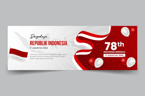 Indonesia Independence Day Agustus Dan Desain Spanduk Ilustrasi Kemerdekaan Indonesia - Stok Vektor