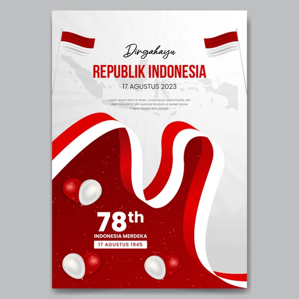 Indonesia Independence Day Hari Kemerdekaan Indonesia Dan Agustus Desain Poster - Stok Vektor