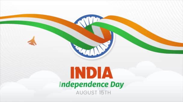 Feliz Día Independencia India Agosto Con Bandera Aviones Combate Animación — Vídeo de stock