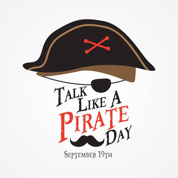 Talk Pirate Day Septiembre Con Ilustración Sombrero Sobre Fondo Blanco — Archivo Imágenes Vectoriales