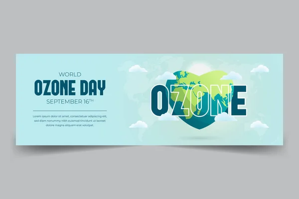 Světový Den Ozonu Září Horizontální Prapor Ilustrací Globusu Tvaru Krbu — Stockový vektor