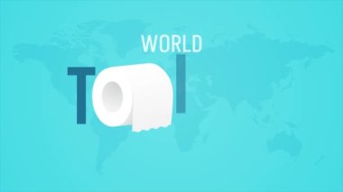 Dünya Tuvalet Günü 19 Ekim, rulo doku çizimi ile animasyon