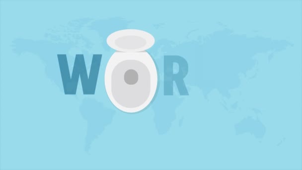 Światowy Dzień Toalety Października Animacja Tkanką Zamknięty Widok Góry Ilustracja — Wideo stockowe