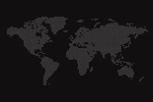 Weltkarten Illustration Mit Punkteeffekt Auf Dunklem Isoliertem Hintergrund — Stockvektor
