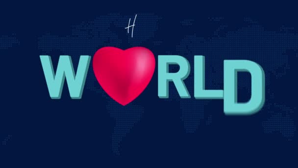 Szczęśliwego Światowego Dnia Dobroci Listopada Animacja Sercem Kropkowaną Ilustracją Mapy — Wideo stockowe