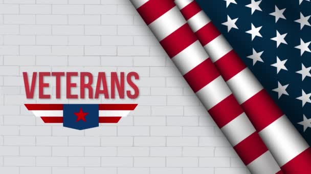 Veterans Day November Animation Med Epauletter Och Flagga Illustration — Stockvideo