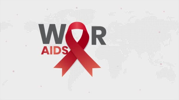 Animation Zum Welt Aids Tag Dezember Mit Roter Schleife Und — Stockvideo