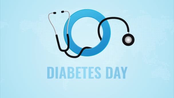Día Mundial Diabetes Noviembre Animación Con Ilustración Icono Diabetes — Vídeos de Stock