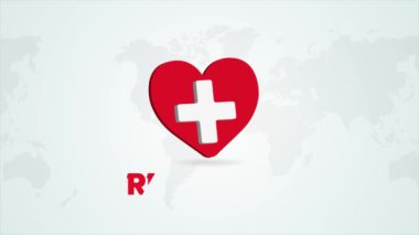 Dünya Kızıl Haç Günü 8 Mayıs Dünya haritası arka planında kalp ve steteskop resimleriyle