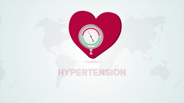 World Hypertension Day Maj Motion Med Mått Stetoskop Och Hjärta — Stockvideo