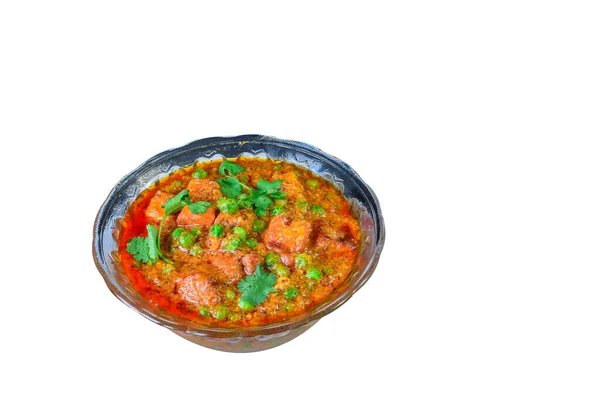 Färskost Röd Curry Med Gröna Ärtor Och Koriander — Stockfoto
