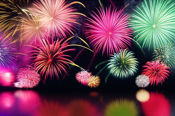 Explodierendes Feuerwerk Silvester Hintergrund — Stockfoto