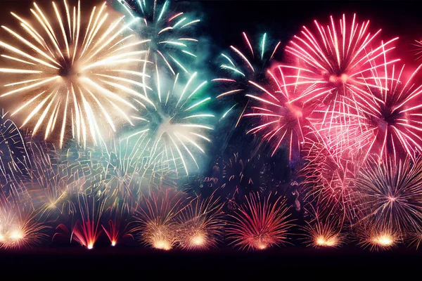 Explodierendes Feuerwerk Silvester Hintergrund — Stockfoto