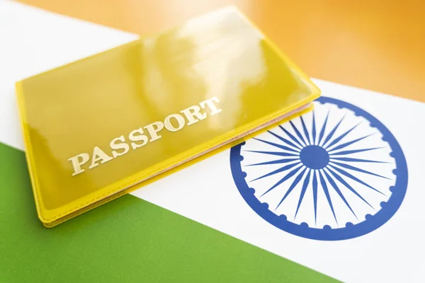 Bandiera Dell India Con Passaporto Visto Viaggio Concetto Cittadinanza Permesso — Foto Stock