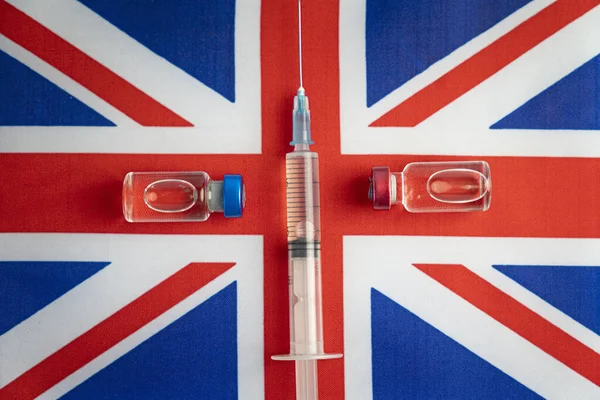 Farmacología Medicina Gran Concepto Británico Vacuna Contra Coronavirus Covid Ampollas — Foto de Stock