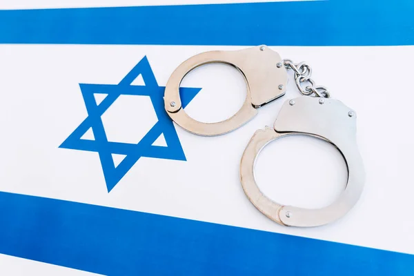 Bandeira Israel Algemas Policiais Conceito Crime Ofensas País Conceito Crime — Fotografia de Stock
