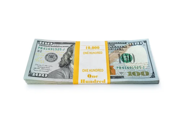 000 Dollars Packed Bundle White Background Business Saving Concept Lot — Stock Photo, Image