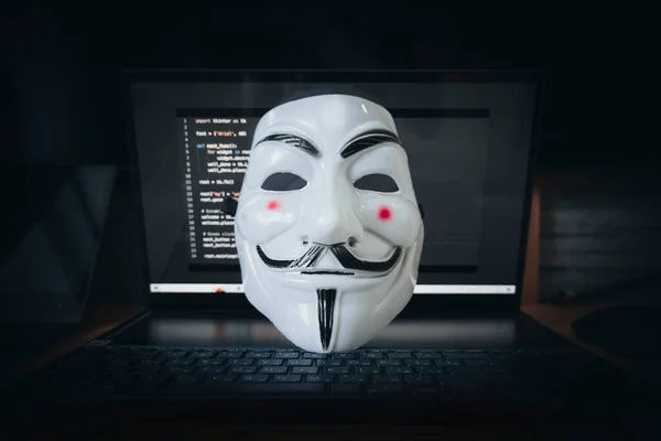 Máscara Asociación Anónima Portátil Anonymous Una Red Internacional Entidades Activistas — Foto de Stock