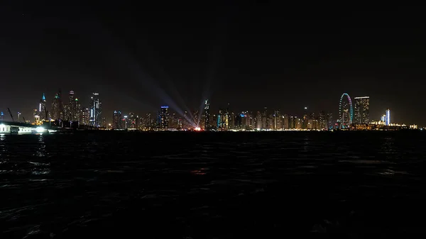 Небо Dubai Marina После Заката Морем Переднем Плане Ночной Вид — стоковое фото
