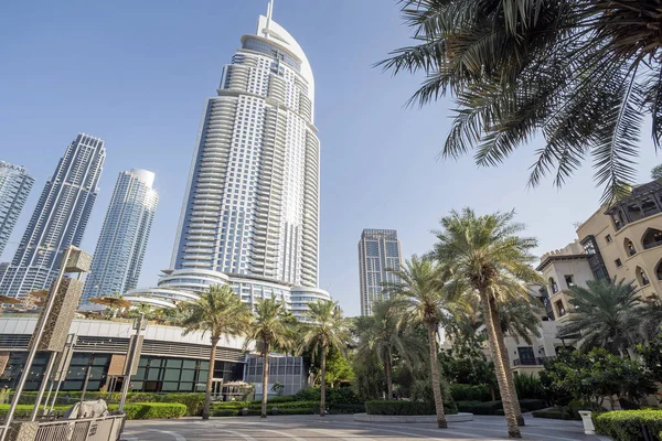 View Tall Houses Palm Trees Dubai City Center Park Dubai — Stock Photo, Image