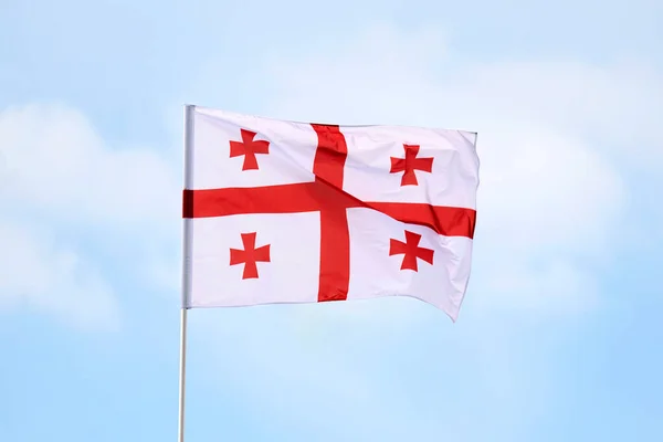 Gruzínská Vlajka Bílý Prapor Pěti Červenými Kříži — Stock fotografie