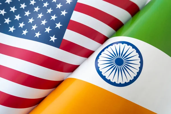 Hintergrund Der Flaggen Der Usa Und Indiens Das Konzept Der — Stockfoto