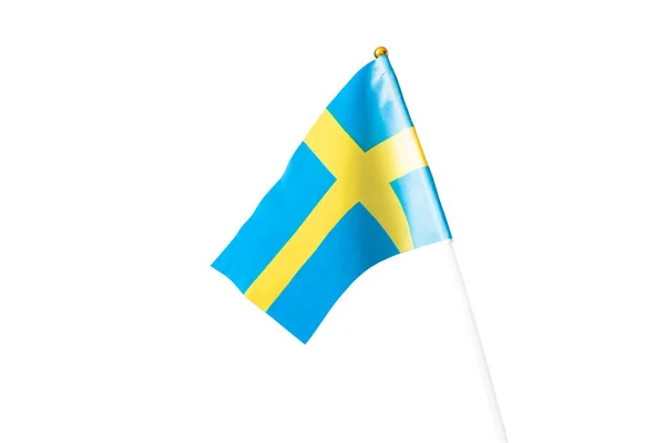 Swedish Flag Isolated White Background Beautiful Swedish Flag Waving Swedish — Stock Photo, Image