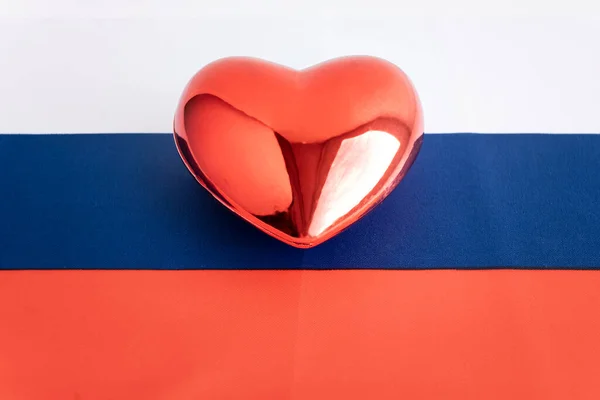 Inima Roșie Este Drapelul Rusiei Conceptul Sentimente Patriotice Pentru Propriul — Fotografie, imagine de stoc