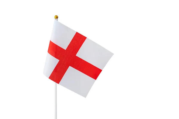 Estúdio Filmado Uma Bandeira Inglaterra Acenando Isolado Fundo Branco — Fotografia de Stock