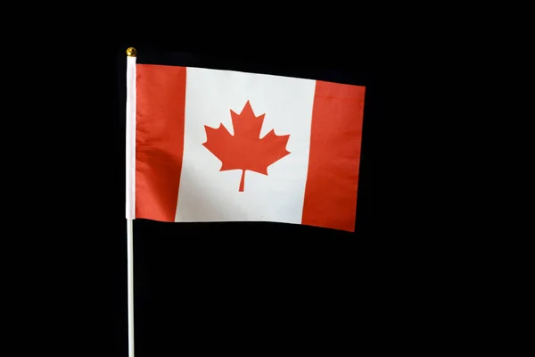 Bandera Canadá Aislada Sobre Fondo Negro Con Ruta Recorte Símbolos — Foto de Stock