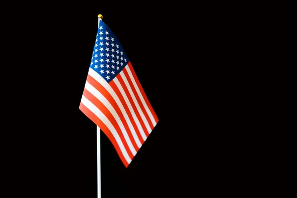 Bandera Estados Unidos Aislada Sobre Fondo Negro Con Ruta Recorte — Foto de Stock