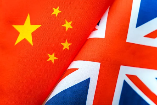 Banderas Gran Bretaña China Concepto Relaciones Internacionales Entre Países Estado — Foto de Stock