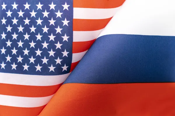 Antecedentes Las Banderas Estados Unidos Rusia Concepto Interacción Contracción Entre —  Fotos de Stock