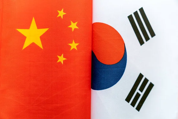 Vlaggen Groot Brittannië Korea Het Concept Van Internationale Betrekkingen Tussen — Stockfoto