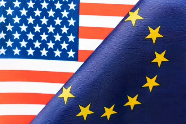 Contexte Des Drapeaux Des États Unis Union Européenne Concept Interaction — Photo