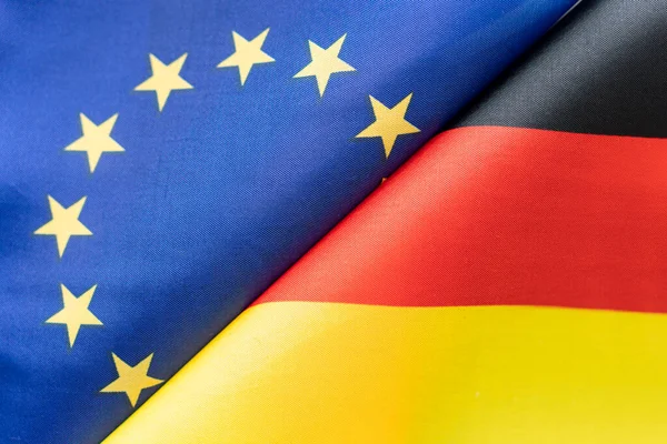 Drapeaux Union Européenne Allemagne Concept Des Relations Internationales Entre Les — Photo
