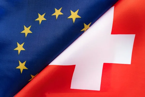 Drapeaux Union Européenne Suisse Concept Des Relations Internationales Entre Les — Photo