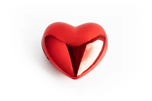 Красное Блестящее Сердце Изолированное Белом Фоне — стоковое фото