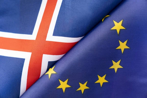 Banderas Unión Europea Iceland Concepto Relaciones Internacionales Entre Países Estado — Foto de Stock