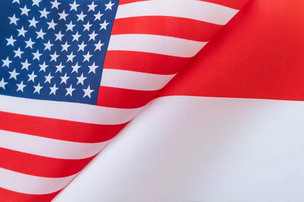 Banderas Estados Unidos Indonesia Concepto Relaciones Internacionales Entre Países Estado — Foto de Stock